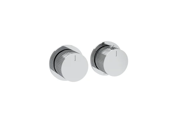 Saneux Cos 2 Way Thermostatic Shower Ring Valve Kit - W/ Fluted Handle - Portrait & Landscape - Chrome