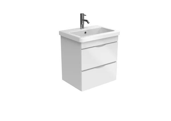 Saneux Indigo 60cm 2 Drawer Wall Mounted Unit - Gloss White