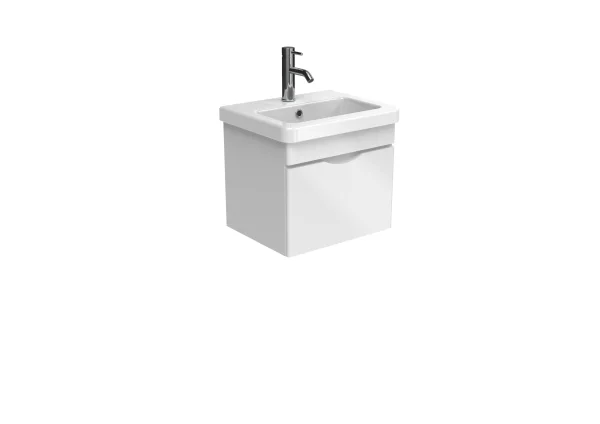 Saneux Indigo 50cm 1 Drawer Wall Mounted Unit - Gloss White
