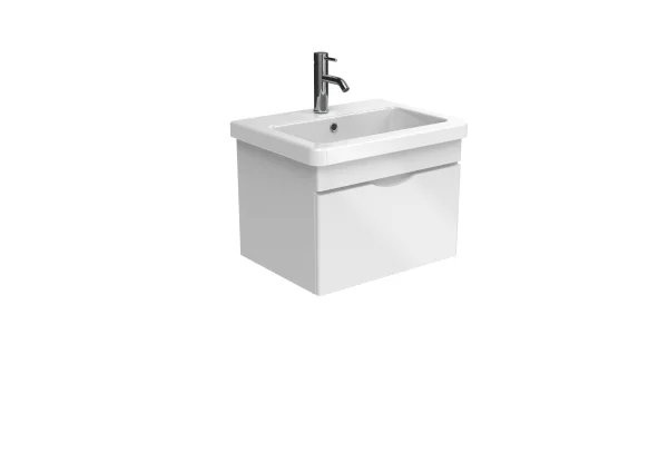 Saneux Indigo 60cm 1 Drawer Wall Mounted Unit - Gloss White