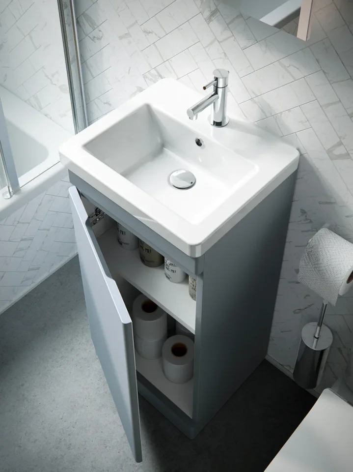 Saneux Air 40cm 1 Door Floor Standing Unit - Dove Grey detail view - Image 2