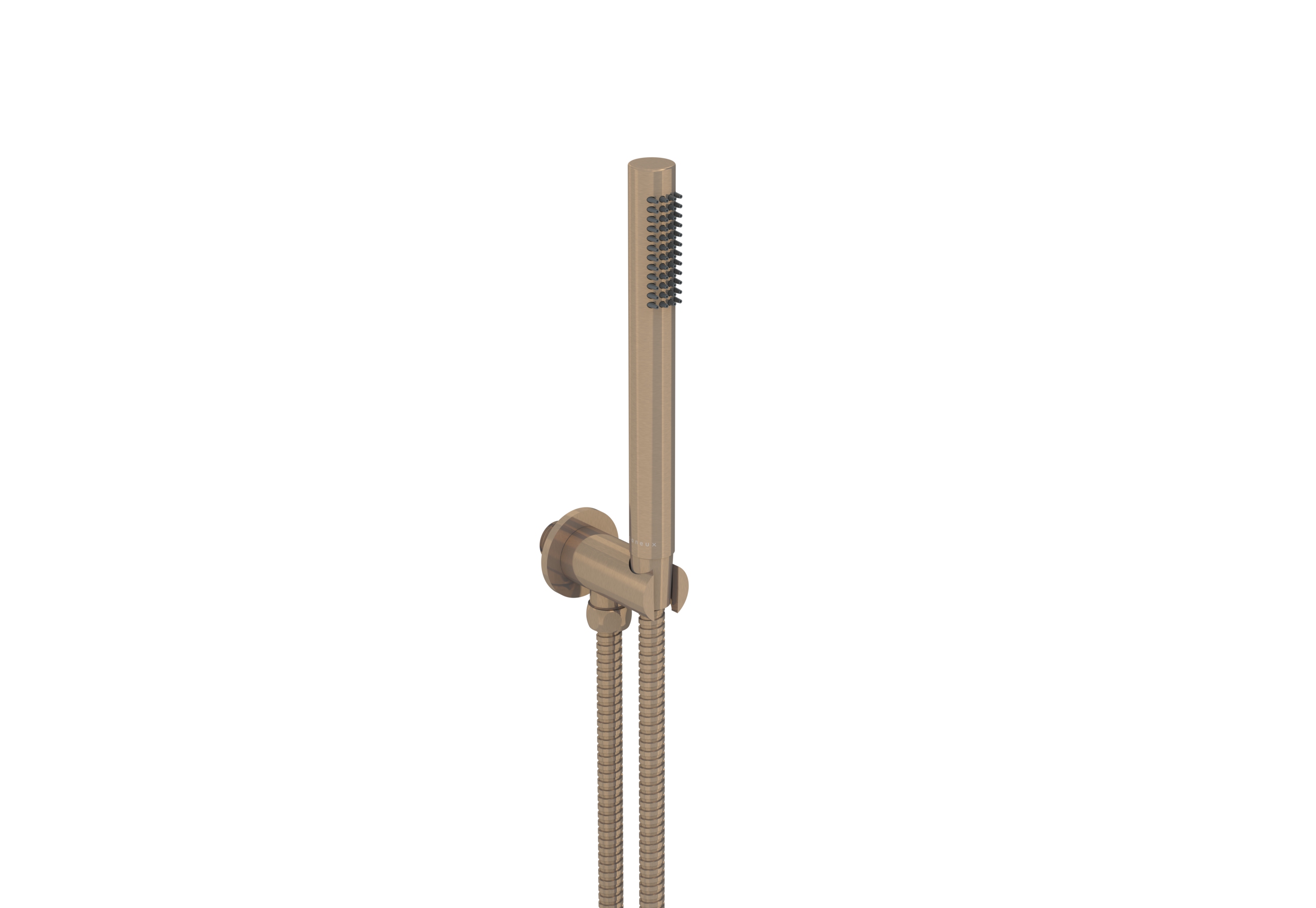 Saneux Cos Round Shower Outlet Elbow & Holder - Brushed Bronze detail view - Image 2