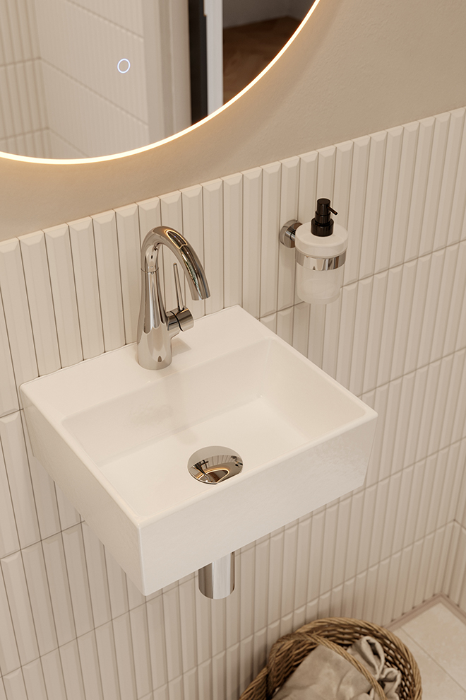 Saneux Eden Basin Mixer - Chrome detail view - Image 2