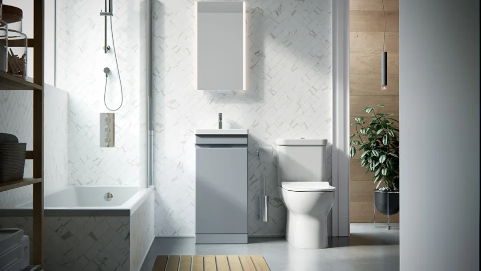 Saneux Air 40cm 1 Door Floor Standing Unit - Dove Grey detail view - Image 3