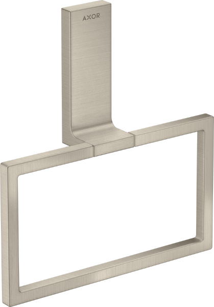 Axor Universal Rectangular Towel Ring 285 X 157 X 82mm Nickel - Brushed detail view - Image 2