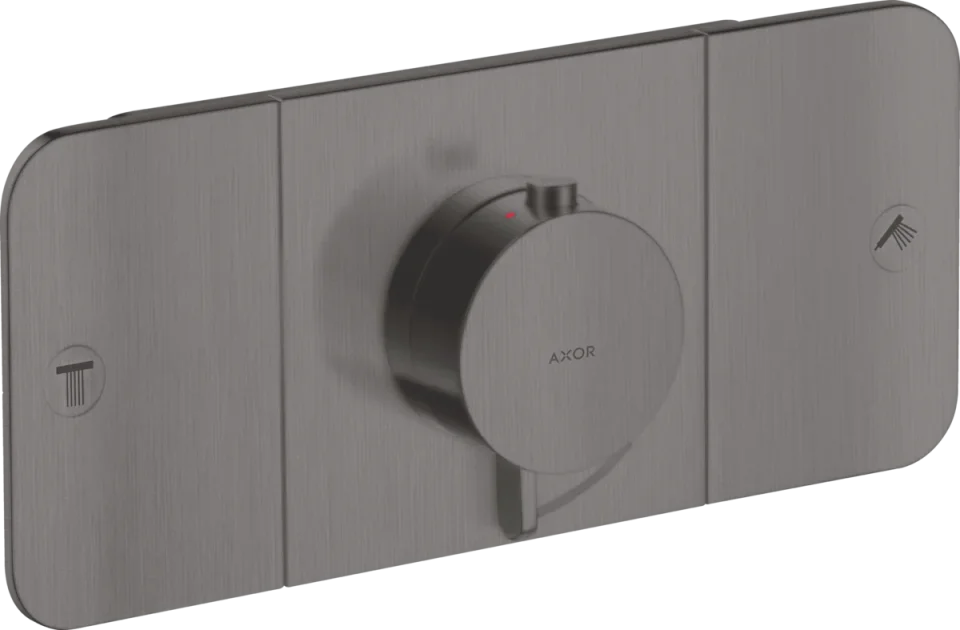 Axor One Thermostatic Shower Mixer Concealed 450 X 230 X 255mm Gunmetal/chrome - Brushed detail view - Image 3