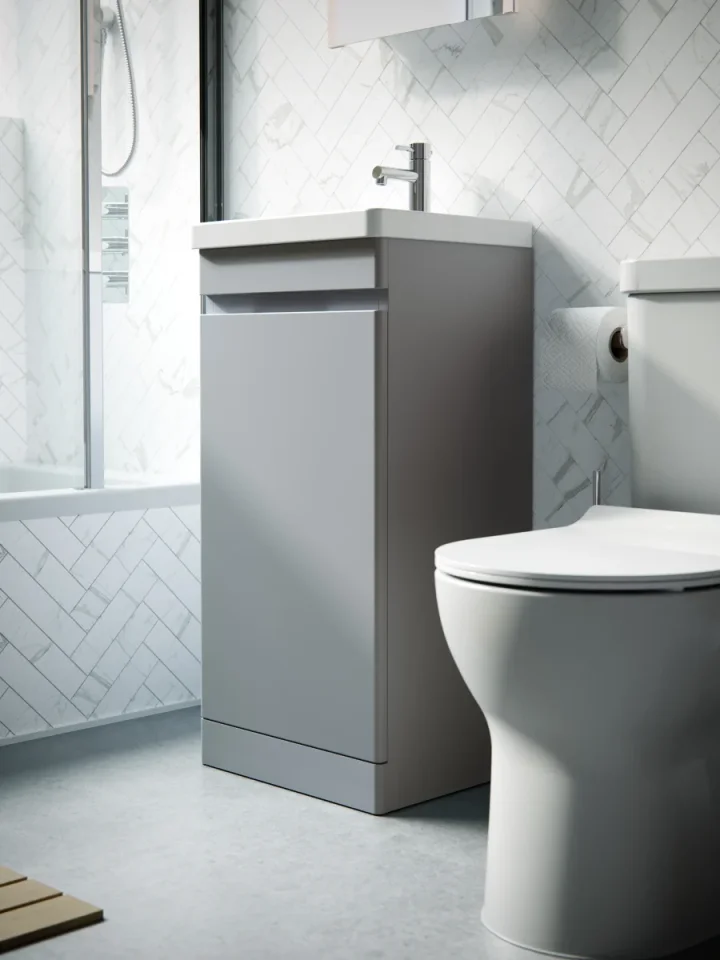 Saneux Air 40cm 1 Door Floor Standing Unit - Dove Grey detail view - Image 4