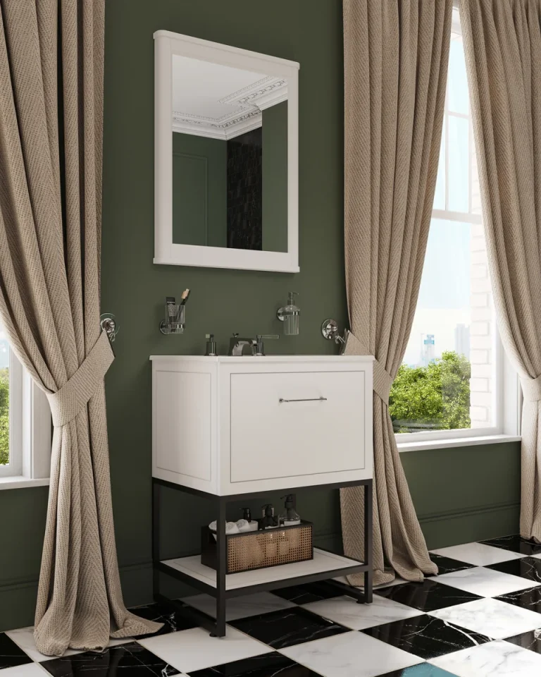 Saneux Kingsbury 60cm 1 Drawer Floor Standing Unit - Matte White detail view - Image 14