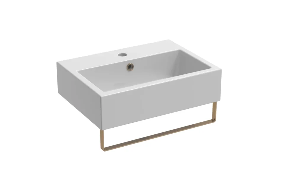 Saneux Matteo 50x37cm Washbasin 1th - Gloss White detail view - Image 7