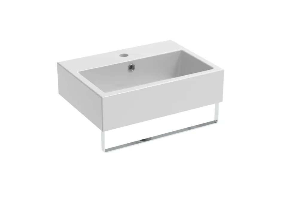 Saneux Matteo 50x37cm Washbasin 1th - Gloss White detail view - Image 8