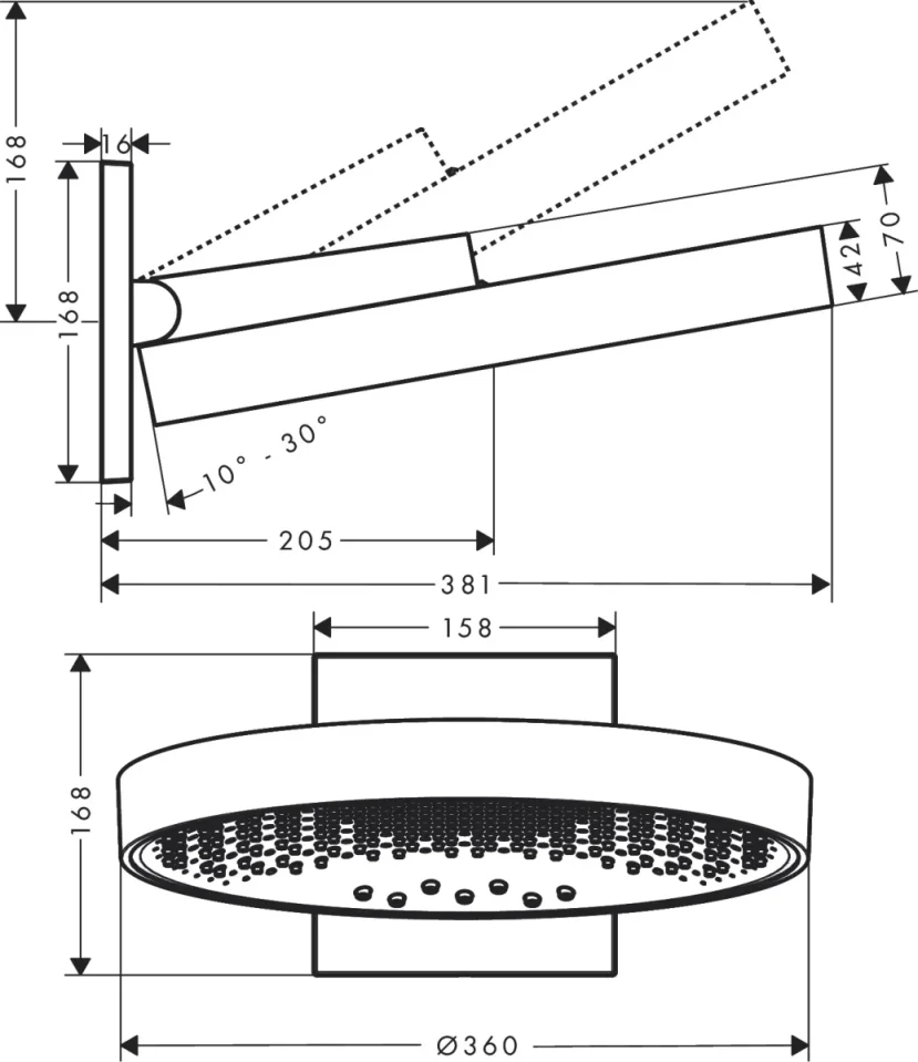 Hansgrohe Rainfinity Overhead Showers 485 X 460 X 205mm Gunmetal/chrome - Brushed detail view - Image 2