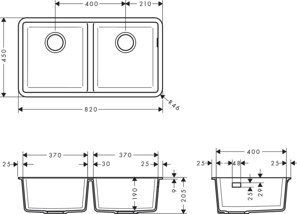 Hansgrohe S51 Sinks 1030 X 590 X 315mm Grey detail view - Image 2