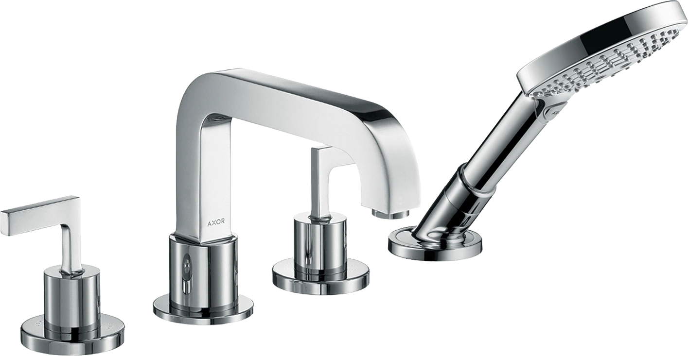 Axor Citterio 4-hole Tile Mounted Bath Mixer With Cross Handles And Escutcheons Chrome