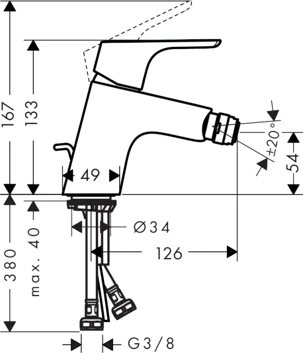 Hansgrohe Focus Bidet Mixers 353 X 178 X 75mm Chrome detail view - Image 3