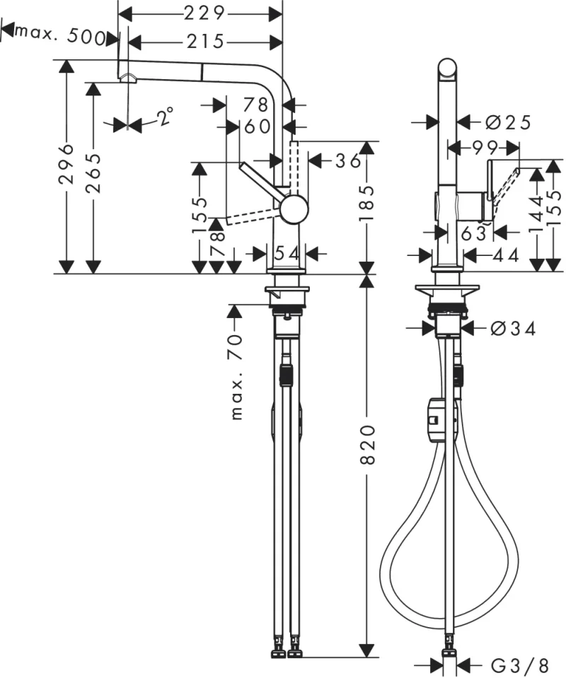 Hansgrohe Talis M54 Manual Kitchen Mixers 555 X 310 X 80mm Black - Matt detail view - Image 2