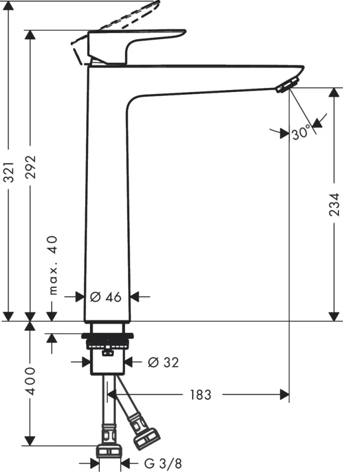 Hansgrohe Talis E Manual Mixers 466 X 251 X 83mm Gold - Polished detail view - Image 2