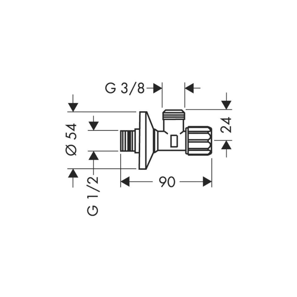 Hansgrohe Angle Valves 130 X 110 X 85mm Chrome detail view - Image 3