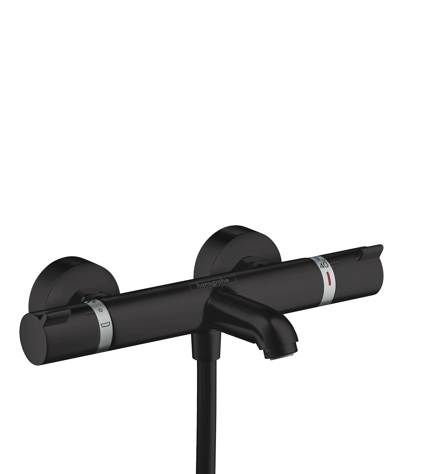 Hansgrohe Ecostat Comfort Thermostatic Bath Filler Mixer Exposed 363 X 226 X 101mm Black - Matt