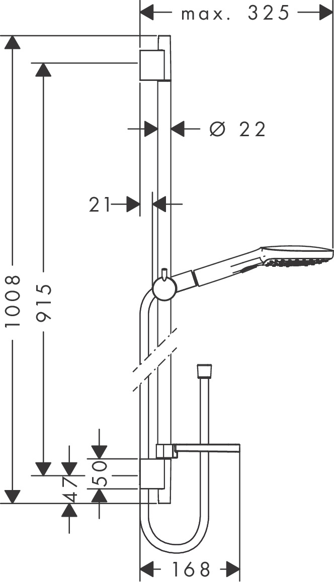 Hansgrohe Raindance Select E Shower Rail Sets 1000 X 150 X 65mm White/chrome detail view - Image 3