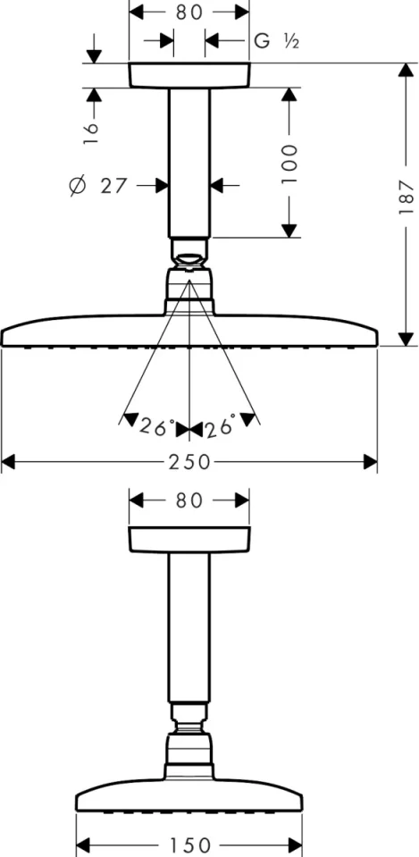 Hansgrohe Raindance E Overhead Showers 460 X 245 X 105mm Bronze - Brushed detail view - Image 2