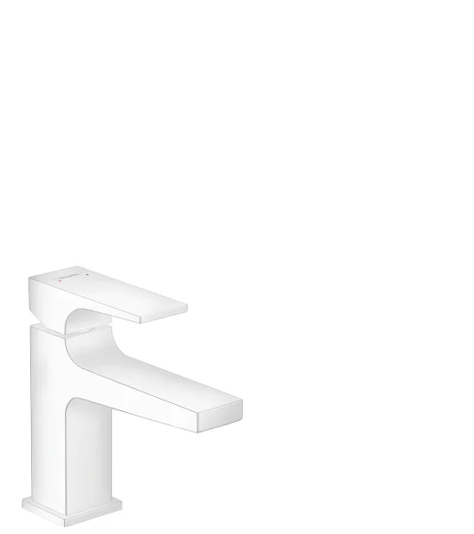 Hansgrohe Metropol Single Lever Basin Mixer 100 With Lever Handle For Handrinse Basins With Push-open Waste Set Matt White