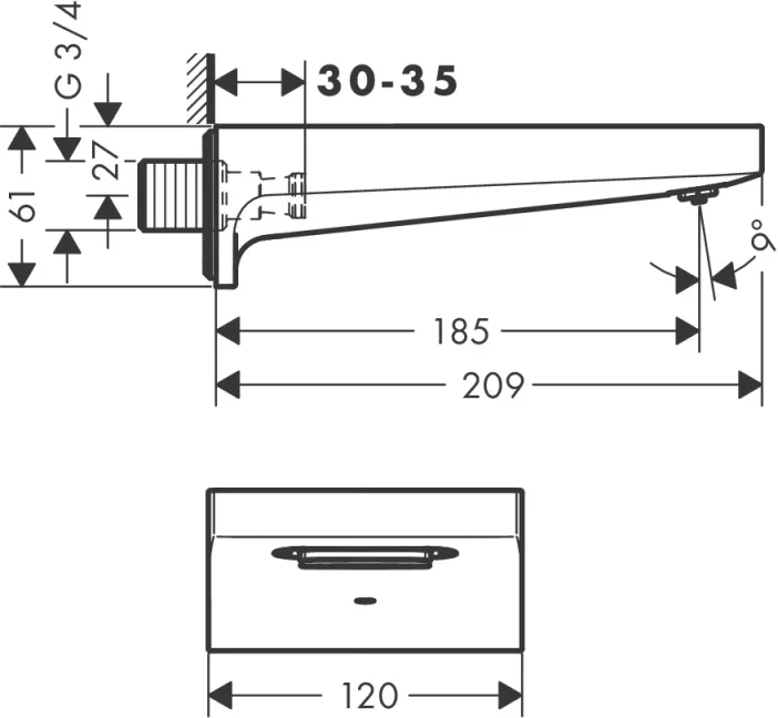 Hansgrohe Metropol Bath Fillers 363 X 226 X 101mm Bronze - Brushed detail view - Image 2