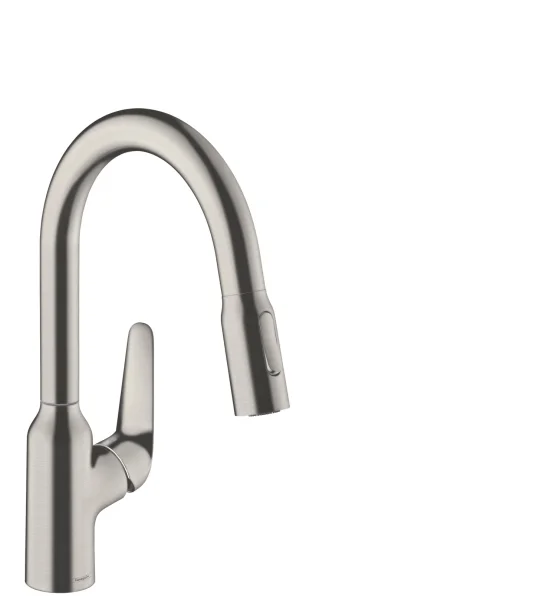 Hansgrohe Focus M42 Single Lever Kitchen Mixer 180 With Pull-out Spray, 2 Spray Modes
