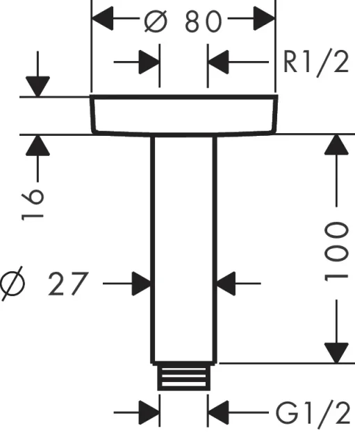 Hansgrohe Shower Arms 130 X 110 X 85mm Gunmetal/chrome - Brushed detail view - Image 2