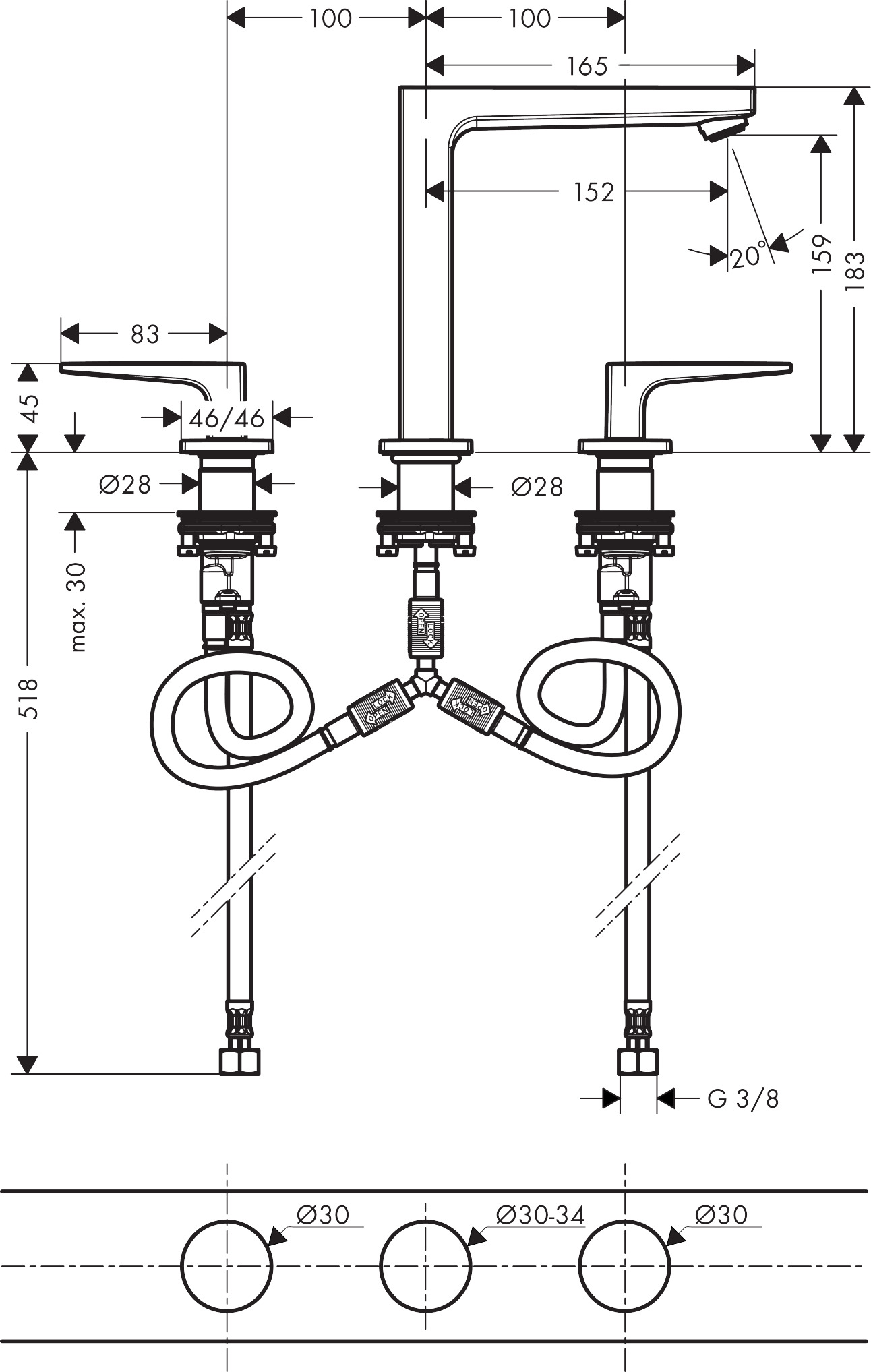 Hansgrohe Metropol Manual Mixers 407 X 314 X 77mm Bronze - Brushed detail view - Image 2