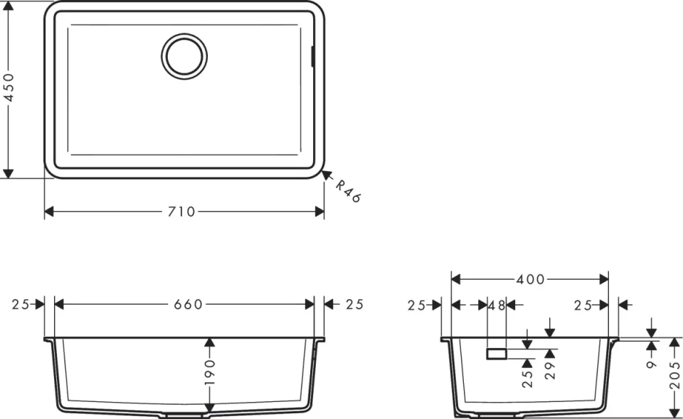 Hansgrohe S51 Sinks 1030 X 580 X 315mm Grey detail view - Image 2