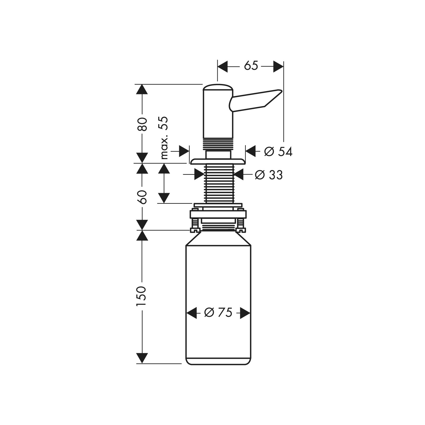 Hansgrohe Lotion Dispenser 248 X 124 X 108mm Brass - Brushed detail view - Image 2