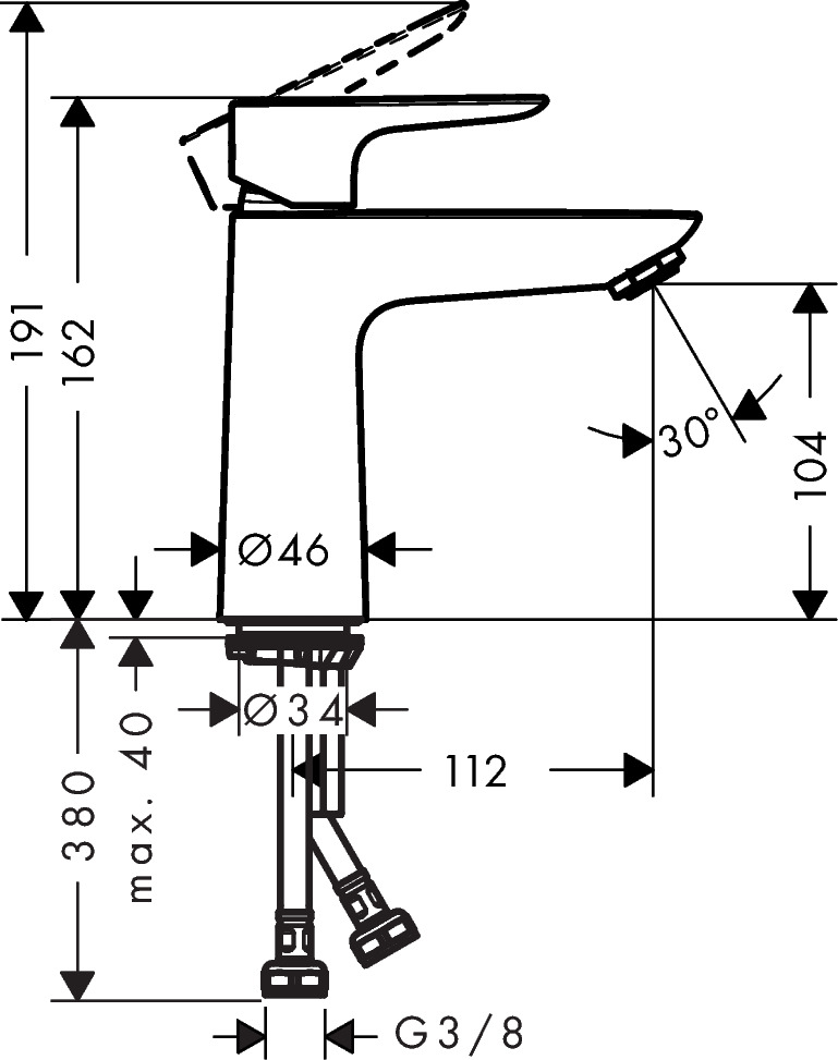 Hansgrohe Talis E Manual Mixers 353 X 180 X 75mm White - Matt detail view - Image 2