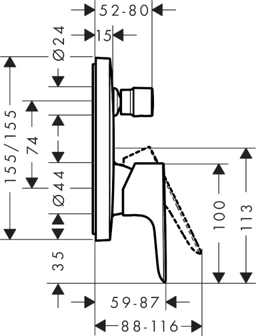 Hansgrohe Talis E Bath Mixers Concealed 217 X 180 X 132mm Gunmetal/chrome - Brushed detail view - Image 2