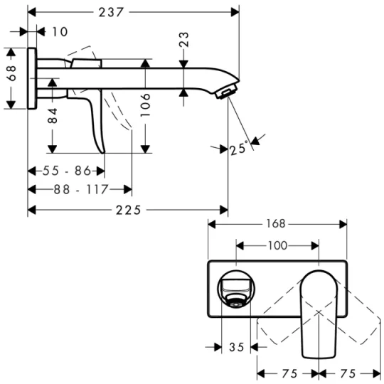 Hansgrohe Metris Manual Mixers 285 X 155 X 85mm Chrome detail view - Image 2