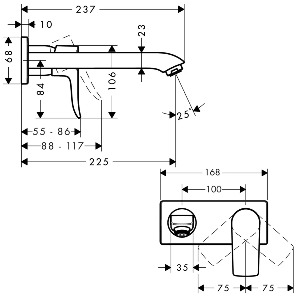 Hansgrohe Metris Manual Mixers 285 X 155 X 85mm Chrome detail view - Image 3