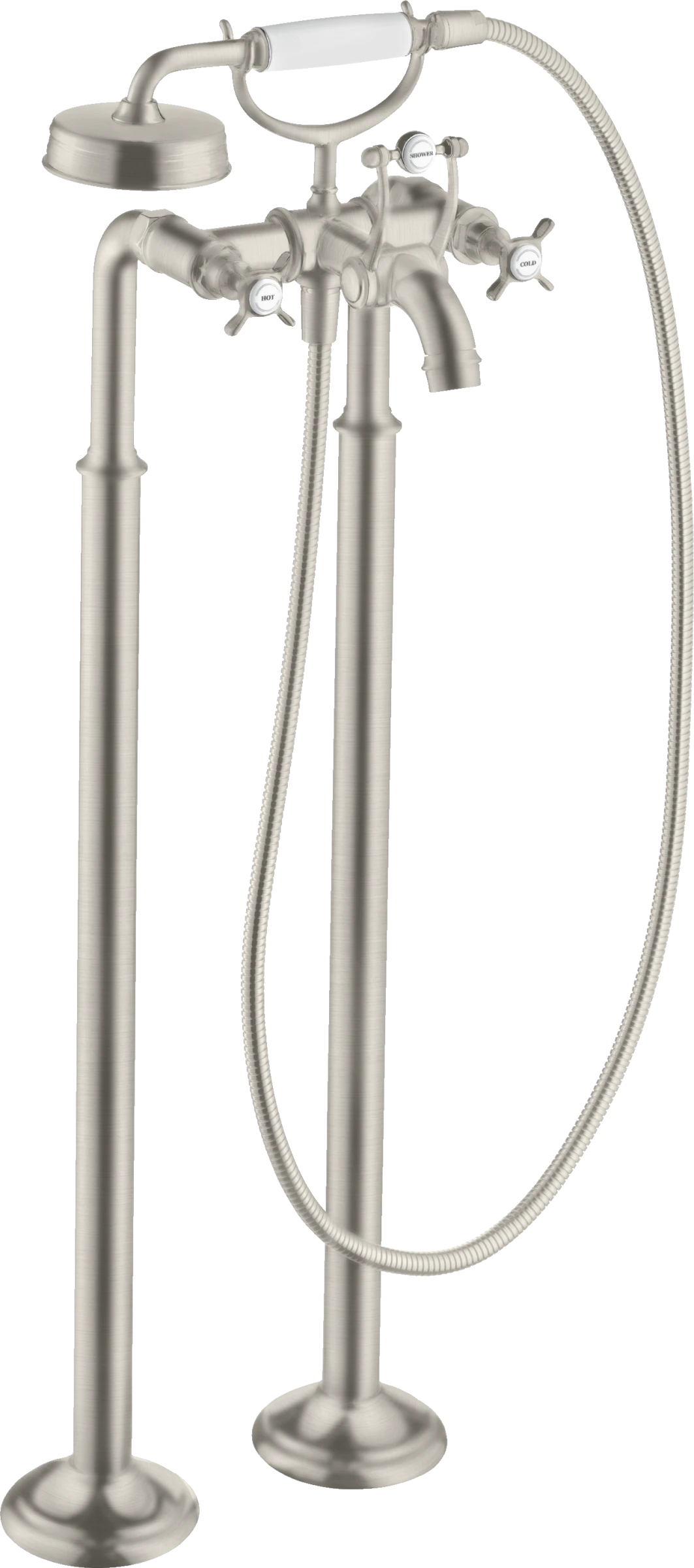 Axor Montreux 2-handle Manual Bath Mixer Floor-standing With Cross Handles Stainless Steel Optic