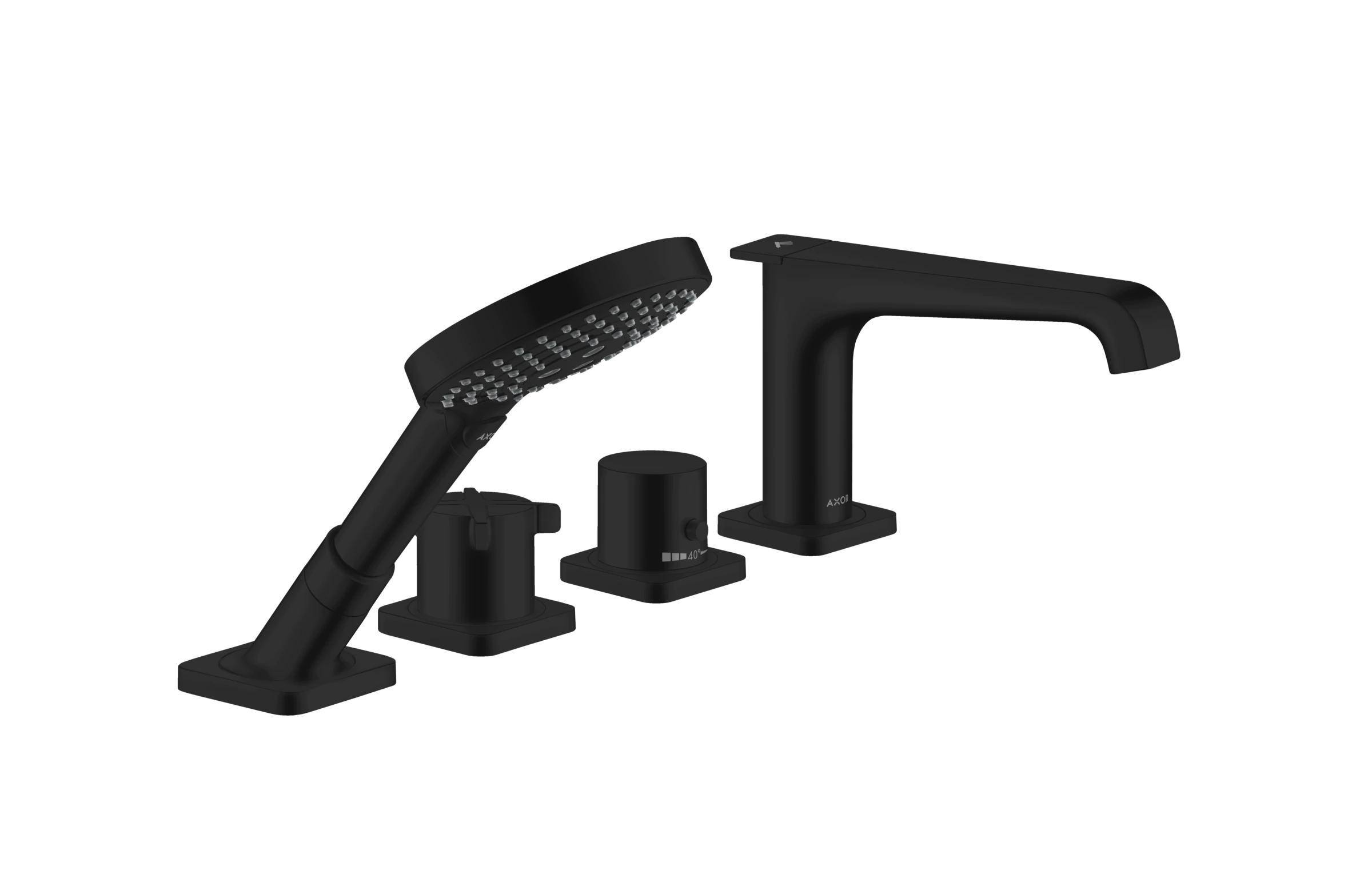 Axor Citterio E 4-hole Rim-mounted Thermostatic Bath Mixer Matt Black