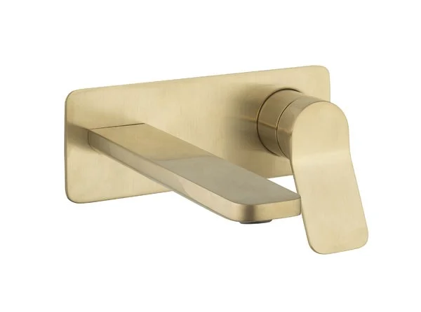 Crosswater Glide II Basin Set Single Plate Wall Mounted Brushed Brass