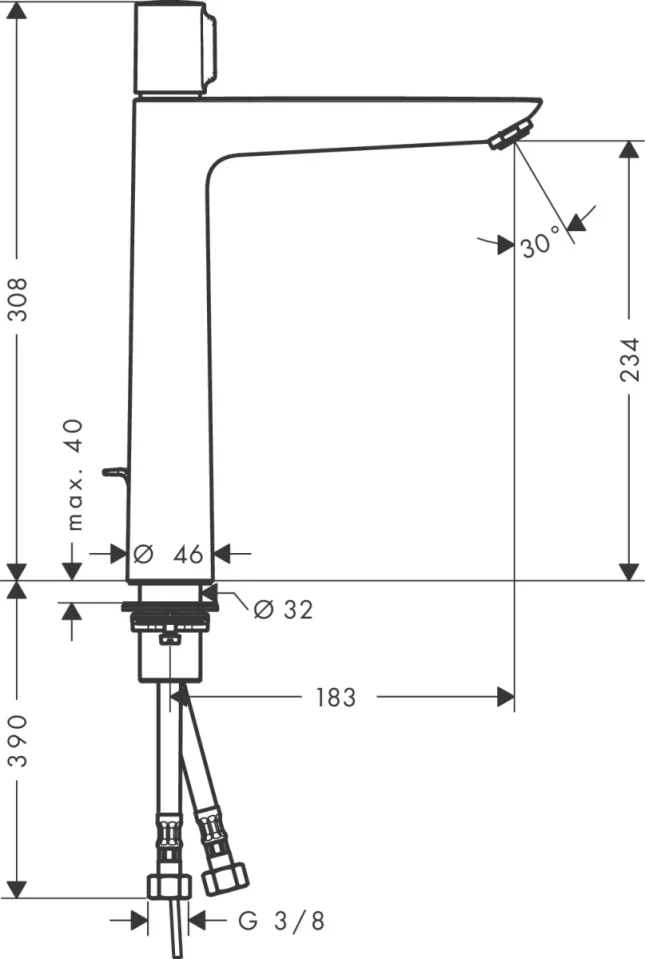 Hansgrohe Talis Select E Manual Mixers 470 X 245 X 82mm Chrome detail view - Image 2