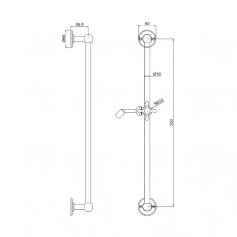Burlingtonslide Rail And Handset Holder Chrome technical drawing - Image 3