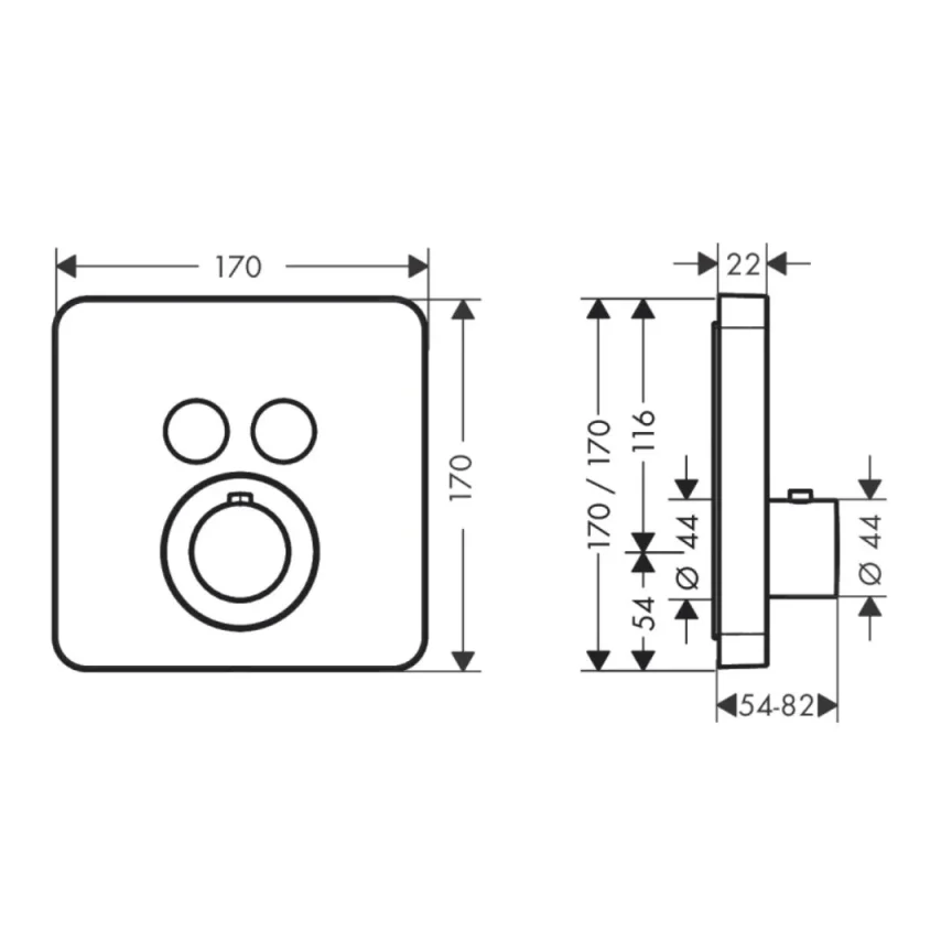 Axor Showersolutions Thermostatic Shower Mixer Concealed 220 X 185 X 135mm Gold - Polished detail view - Image 2