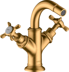 Axor Montreux 2-handle Bidet Mixer With Cross Handles And Pop-up Waste Brushed Gold Optic