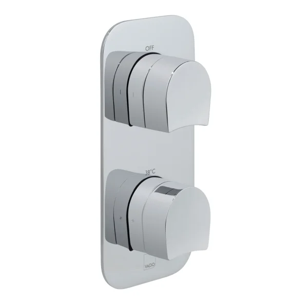 Vado Tablet Kovera 1 Outlet, 2 Handle Concealed Thermostatic Valve Vertical Chrome