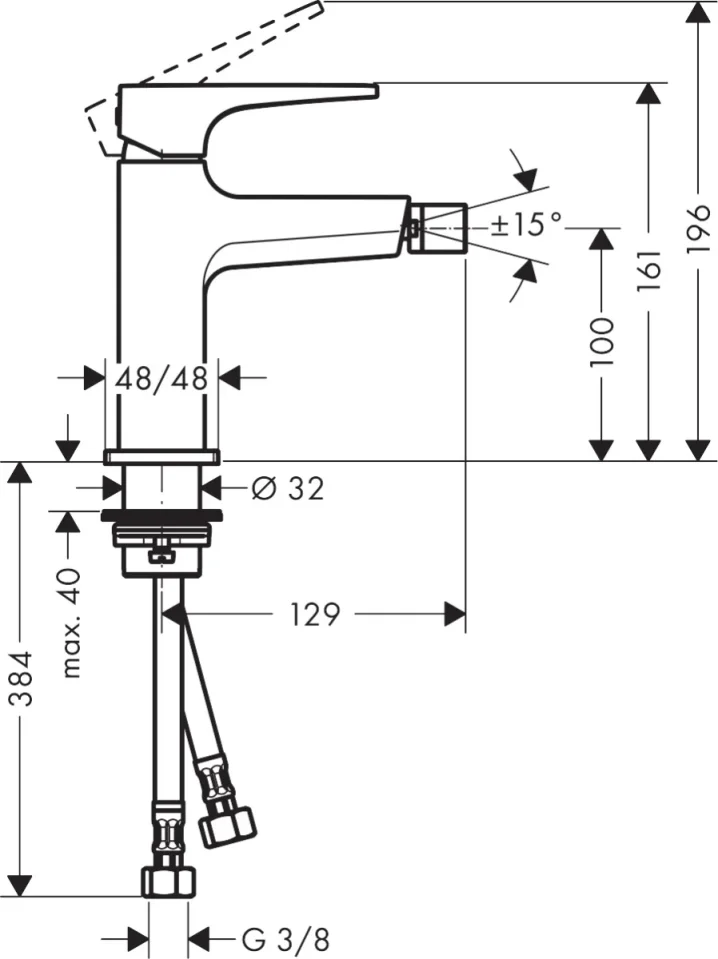 Hansgrohe Metropol Bidet Mixers 400 X 210 X 70mm Chrome detail view - Image 3