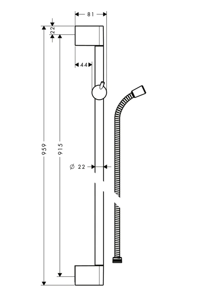Hansgrohe Unica Wallbars 1007 X 153 X 45mm Chrome detail view - Image 3