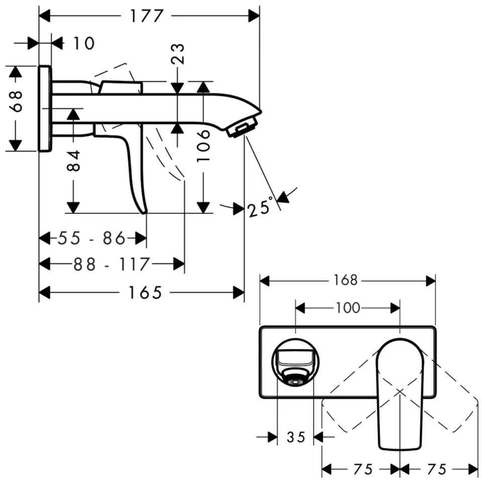Hansgrohe Metris Manual Mixers 285 X 155 X 85mm Chrome detail view - Image 3