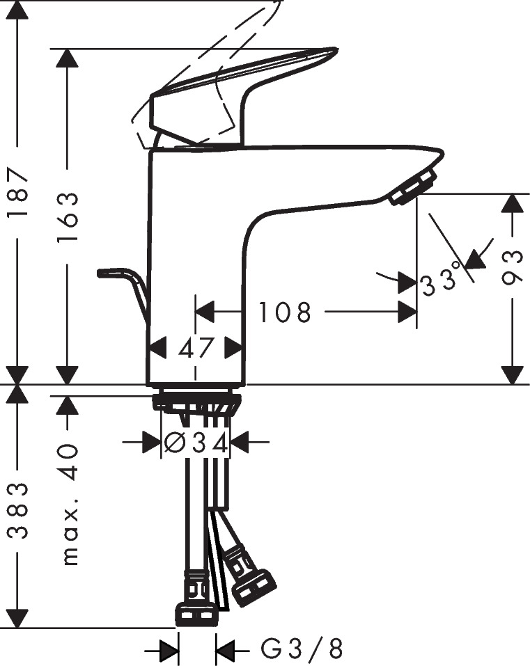 Hansgrohe Logis Manual Mixers 356 X 180 X 85mm Chrome detail view - Image 3