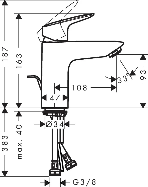Hansgrohe Logis Manual Mixers 356 X 180 X 85mm Chrome detail view - Image 3