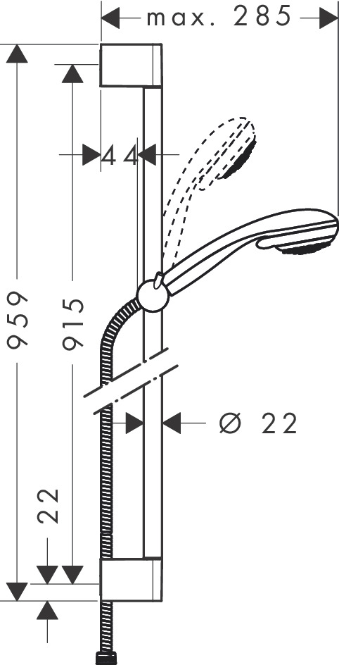 Hansgrohe Crometta 85 Shower Rail Sets 1010 X 150 X 67mm Chrome detail view - Image 3
