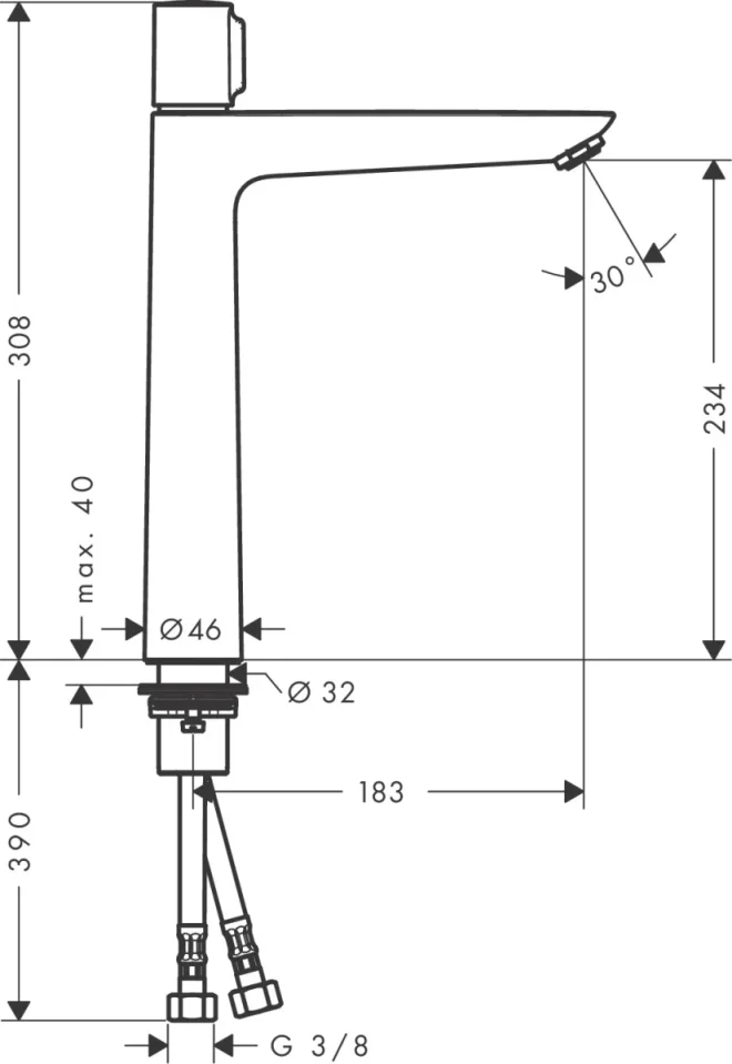 Hansgrohe Talis Select E Manual Mixers 465 X 243 X 80mm Chrome detail view - Image 2